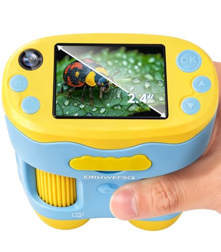 DRHWEFSQ 1000X Handheld Microscope for Kids with 2.4" Screen, 3-in-1 Digital Microscope with Selfie Camera, Pocket Kid Magnifying Glass, STEM Science Kit Gift for Boys & Girls Ages 4-12 with 32GB Card