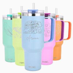Drinco 40oz 30 oz Tumbler with Handle, Personalized, Straw Lid, Insulated Stainless Steel Travel Mug Water Bottle Ice Coffee Cup For Cold and Hot (BigSur SuperStar Artwork-Laser Engraved)