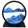 DRIWDOCTER Moving Sand Art Picture Round Glass 3D Deep Sea Sandscape in Motion Display Flowing Sand Frame Relaxing Desktop Home Office Work Decor (12",Blue)