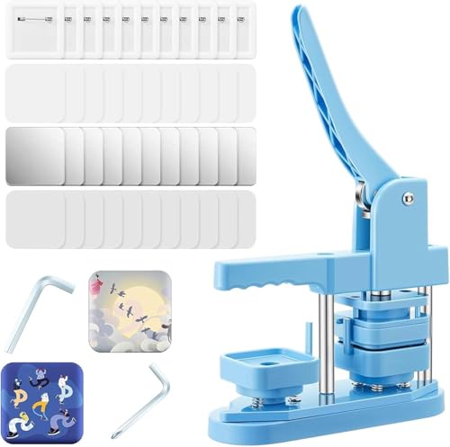 Drmoxin 50x50mm Fridge Magnets Cutter, Square Badge Maker Machine Button Press Machine, DIY Photo Magnet Making Machine with 100 Pieces of Consumables, for Decorating Refrigerators and Any Place