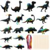 Droutti 64 Sets Dinosaur Theme Scratch Cards Rainbow Scratch Paper Dinosaur Crafts Art Card Kit DIY Scratch Dinosaur Paper with Wood Stylus and Ribbon for Classroom Craft Birthday Party Supplies