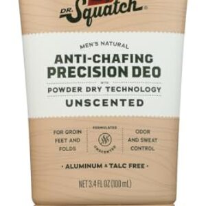 Dr. Squatch Unscented Anti Chafe Deodorant, 3.4 FZ