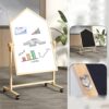 Dry Erase Board Double Sided, Magnetic Whiteboard with Stand, Rolling Whiteboard on Wheels - Ideal for Home, Office, Classroom