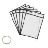 Dry Erase Pocket Sleeves 6 Packs Clear Plastic Paper Sleeves Heavy Duty Job Shop Ticket Holders Pockets 10 x 14 Inch Reusable Sheet Protectors with Binder Ring for Teaching Office Supplies Black