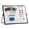 Dry Erase WhiteBoard, Aisuoker 16 x 12inch Magnetic Desktop Whiteboard with Stand, 10 Markers, 10 Magnets and 1 Eraser, Portable Double-Sided White Board for Kid Drawing Memo to Do and List Wall-Black