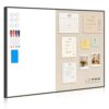 Dry Erase Whiteboard Bulletin Board Combo, 36"x24", Black Frame Beige Linen