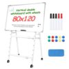 Dry Erase Whiteboard Height Adjustable, Easel Stand Rolling White Board on Wheels, Large Mobile Dry Erase Board, Double Sided Magnetic Whiteboard for School Office Home
