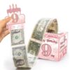DTESL 9th Birthday Money Gift Box for Cash Gift Pull for Girls Happy 9th Birthday Party Pink & Rose Gold Money Holder for Cash with Pull Out Card DIY Set Surprise Gift Box