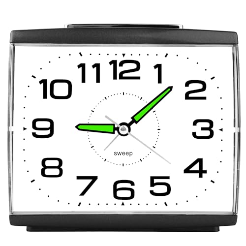 DTKID Large Alarm Clock for Bedside, Silent Non-Ticking Analog Clock with Night Light, Battery Powered, Gradually Increasing Alarm for Heavy Sleepers, Seniors