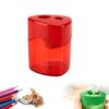 Dual Hole Pencil Sharpener,Portable Sharpener with Lid for Adults (B-Red)