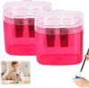Dual Hole Pencil Sharpeners with Lid, 4-Pack for Standard and Jumbo Pencils