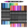 Dual Tip Brush Pens Coloring Art Markers for adults no bleed, 24 Colors Brush & Fine Watercolor Markers for Adults Coloring Books, Journaling Calligraphy Drawing, Note Taking (24)