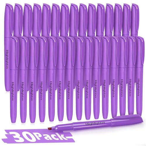 Duchong Highlighters, 30 Packs Purple Highlighter Bulk, Chisel Tip Dry-Quickly No Bleed Highlighter Markers for Adults Kids, Office Classroom Must Have, School Supplies for Teachers