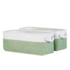 DULLEMELO Toilet Paper Storage Basket, Toilet Paper Basket for Back of Toilet, Bathroom Storage Basket for Cosmetics Towels Toilet Paper, Toilet Tank Basket with Rope Handles for Toilet(White&Green)