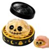 Dumpling Squishy Fidget Toys for Adults, Halloween Spooky Glitter Smushers Squishy with Steamer Basket, Cute Ghost Bao Bun Squishes Anxiety Relief Stress Toy Gift