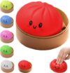 Dumplings Squishy Stress Balls,Mystery Squishy Dumpling Box,Sensory Squeeze Toys for Stress Relief,Sensory Toy Mystery Dumplings Squishy Soft Squeeze Decompression Dough for Adults(red)