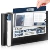 Dunwell 8.5x11 Portfolio Binder (Horizontal), Plastic Presentation Book, 24 Pockets Displays 48 Pages of Letter Size Documents, Certificates, Keepsakes, Art Portfolio Folder, 2 Pack, Black