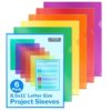 Dunwell Clear Plastic Folders for Documents (6 Pack, Assorted Colors) - Letter Size Plastic File Folder Sleeves 8.5x11 - Durable & Tear-Resistant Poly Document Folder Jackets for School, Office & Home
