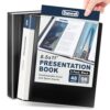 Dunwell Presentation Binder 48-Pocket, Displays 96 Pages, 8.5x11 Portfolio Binder with Plastic Sleeves, Storage and Organizer for Documents, Photos, Kids Artwork, Projects, Recipes (2 Pack, Black)