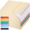 Dunzoom 150 Pack End Tab File Jacket Manila Letter Size File Jackets with Reinforced Straight-Cut Tab Blank Side Labels, Small Color-Coded Numeric Index Labels for Organizing Documents