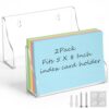 Dunzoom 2 Pack 5x8 Index Card Holder, 2-in-1 Desk & Wall Mounted Acrylic Index Card Display Stand, Includes Screws & Anchors, Clear Notecard Organizer for Back to School, Classroom, Office Study