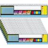 Dunzoom 48 Pcs Desk Name Tags for Classroom Multipurpose Cursive Letters Adhesive Students Name Plates with Multiplication Fractions Percentages Table for Desks Classroom Back to School