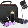Dunzy 8 Pcs Ghost Hunting Equipment Kit, Include 1 Emf Meter 1 EVP Voice Recorders 1 Spirit Ghost Hunting Research Case 1 Flashlight 1 Speaker 2 Motion Light up Cat Balls 1 Radio(Emf Meter 1, Radio 1)