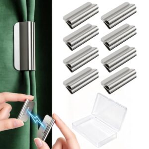 Duseu 8 Pairs Magnetic Curtain Clips to Hold Curtains Closed, Silver