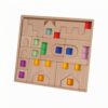 DuskHaven Children Educational Bloc Wooden Castle Toy with Interlocking Pieces and Smooth Finish for Focused Matching and Early, Beechwood Castle with 19 High-Transparency Acrylic Pieces