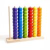 DuskHaven Children Learning Beads Stacking Toy Peg Board Bead Set Wooden Hoops Educational Playset Hand Eye Coordination Color Sorting Suitable for Preschool Classroom Home playroom, L