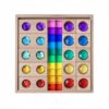 DuskHaven Children Sensory Block Wooden Shape Sorter Toy Grid Layout for Shape and Tone Match with Rainbow Blocks Suitable for Early Learning Centers Home Play