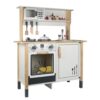 DuskHaven Play Set Playset Toy Kitchen Pretend Kitchen Wooden Kitchen Set with Upright Frame Stable Design and Accessories for Imaginative Play Suitable for playroom Daycare Nursery , White