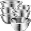 DUTZUN Stainless Steel Mixing Bowls with Colander for Baking, Prep, Cooking