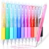DUULEMANG 12 Colors Retractable Shimmer Erasable Gel Pens, Make Mistakes Disappear Colored Glitter Pens Clicker for Drawing Writing Planner Taking Notes Journaling