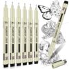 DUULEMANG Extra Fine Point Writing Pens 6 Black Waterproof Archival Ink in 0.5MM Ultra Thin Fineliner Drawing Art Pens