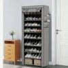 DWNFCF 10-Tier Shoe Cabinet with Dustproof Cover - Non-Woven Fabric Space-Saving Storage Organizer, Easy Assembly for Entryway/Closet/Bedroom, Holds 30 Pairs