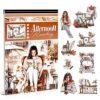 Dwpetzo Afternoon Reading Sticker Book for Adults Journaling, 20 Diecut PET Washi Paper Scrapbook Stickers Sheets, Ephemera for Junk Journals Supplies, Scrapbooking, Collage, Bujo, A5