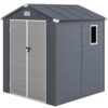 DWVO 6x6FT Outdoor Storage Shed w/o Floor, All-Weather Plastic Shed with Lockable Doors, Window & Vents, Plastic Tool Shed for Backyard, Patio, Poolside, Lawn, Gray