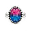 DyeandDesign Handcrafted 925 Sterling Silver Plated Oval Alexandrite Quartz Ring for Women Vintage Rope & Beaded Border with Triple Band Gemstone Statement Ring Jewelry