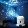 Dynamic Rotating LED Ocean Projector Light, Mini Snowflake Night Light with 360° Wave Galaxy Effect, Adjustable Brightness for Bedroom Decor, Charging Scene Projector with Snowman Scenes