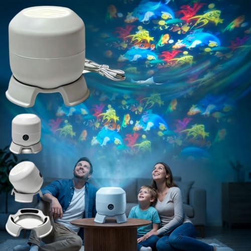 Dynamic Rotating LED Projector Light,360° Rotating Ocean Wave Night Projection NightLight,Multi-Angle Projection Base,Adjustable Brightness,5D Holographic Projector,for Meditation,Bedroom,Home Theater
