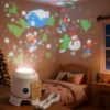 Dynamic Rotating LED Projector Light, Smart HD Holographic Rotating Night Lamp, USB Rechargeable 360° Dimmable Dynamic Patterns Ocean Projection Light Show for Bedroom Adults