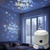 Dynamic Rotating LED Projector Light,USB Rechargeable LED Light Projector,Ocean Holographic Night Light Projector or Bedroom Decor,Birthday Gifts for Kids,Snowflake/Christmas/Ocean 3 Scene Options