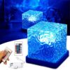 Dynamic Water Ripple LED Ambient Light, Rotating Wave Projector – Dynamic Ocean Effect, 16 Color Changing & Soothing, Night Light Projector for Bedroom, Wood/Plastic Base, with Remote (Wood Base)
