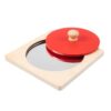 DYNWAVE Children Learning Mirror Wooden Teaching Board Reflection Panel Activity Board Acrylic Mirror Insert with Round Cover Suitable for Infant Play time Early Learning Centers, Red