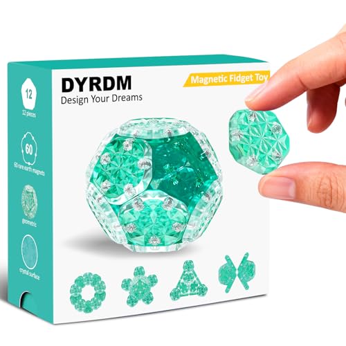 DYRDM Magnetic Fidget Sphere, Premium Magnetic Fidget Toy and Desk Toy for Stress Relief and Focus, Creative Geometric Desk Accessory for Adults and Office Relaxation Green