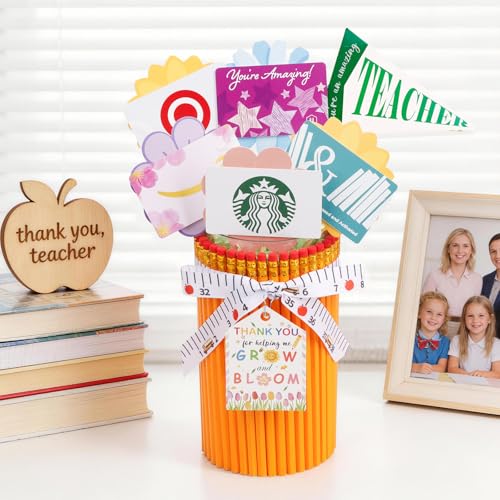 dzbGift Teacher Appreciation Gifts-Pencil-Shaped Flower Vase,Gift Card Holder,Pencil Holder,Teacher vase Gift for Back to School,First of School centerpieces,School Office Decor