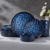 E-far Stoneware Dinnerware Set, 12-Piece Plates and Bowls Sets for 4