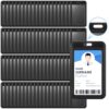 Eaasty 160 Pcs Hard Plastic ID Badge Holder Vertical Slide Open Card Case Black Name Tag Holders Badge Sleeve ID Case Protector with Clear Window for Nurses Office Credit Cards