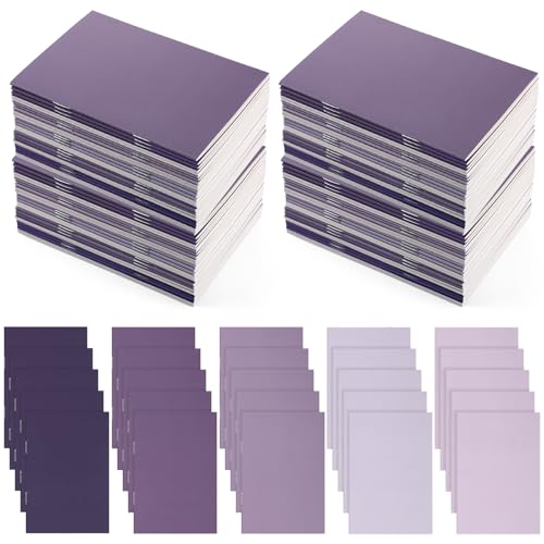 Eaasty 50 Pcs Mini Notebooks Bulk Small Pocket Notepads 3.35" x 5" Journals Lined Paper Gradual Cover Blank Paper for Student Teacher Coworker Nurse Employee School Office Back to School (Purple)